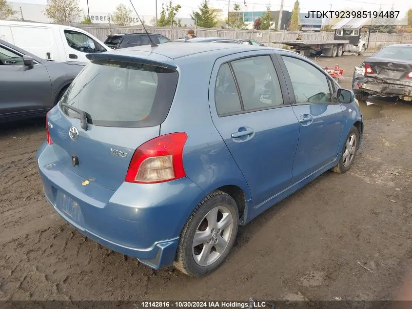 2008 Toyota Yaris VIN: JTDKT923985194487 Lot: 12142816