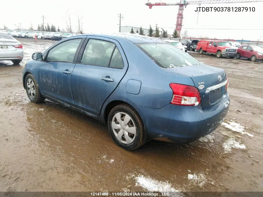 2008 Toyota Yaris VIN: JTDBT903781287910 Lot: 12147488