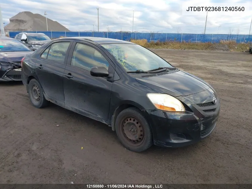 2008 Toyota Yaris VIN: JTDBT923681240560 Lot: 12150880