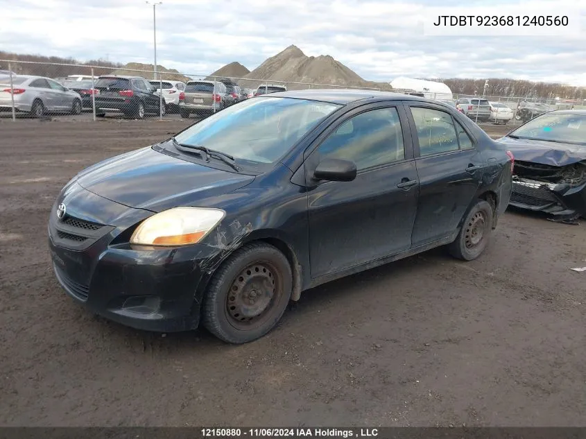 2008 Toyota Yaris VIN: JTDBT923681240560 Lot: 12150880