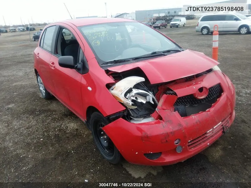 JTDKT923785198408 2008 Toyota Yaris