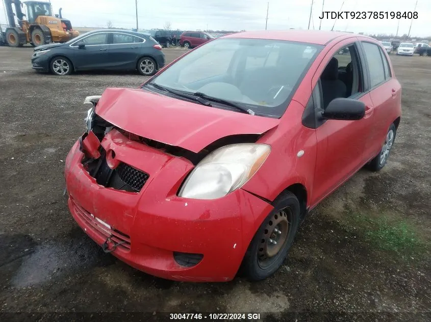 JTDKT923785198408 2008 Toyota Yaris