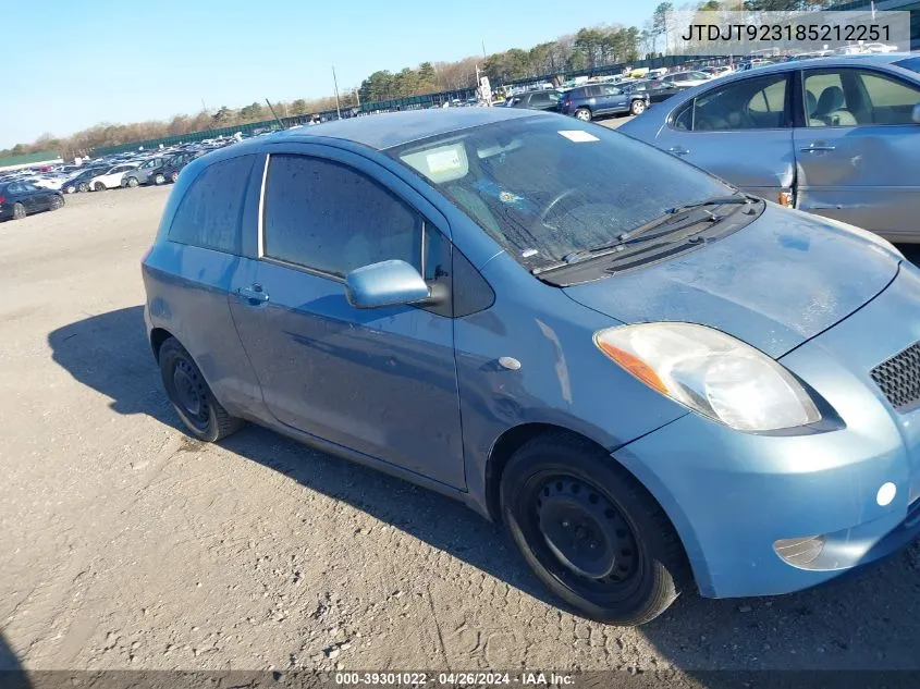 2008 Toyota Yaris VIN: JTDJT923185212251 Lot: 39301022