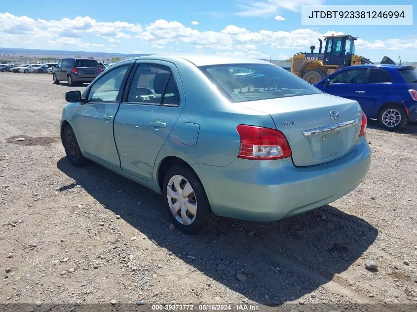 2008 Toyota Yaris VIN: JTDBT923381246994 Lot: 39373772