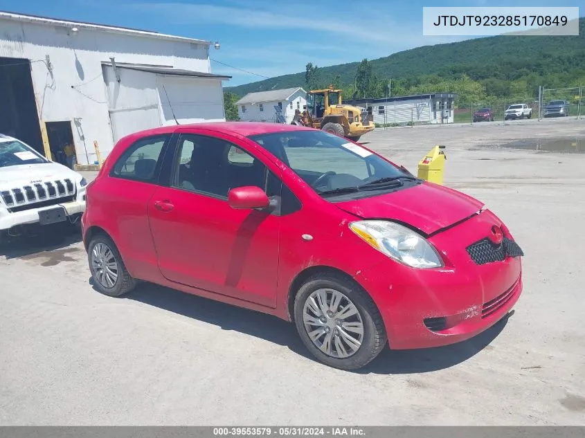 2008 Toyota Yaris VIN: JTDJT923285170849 Lot: 39553579