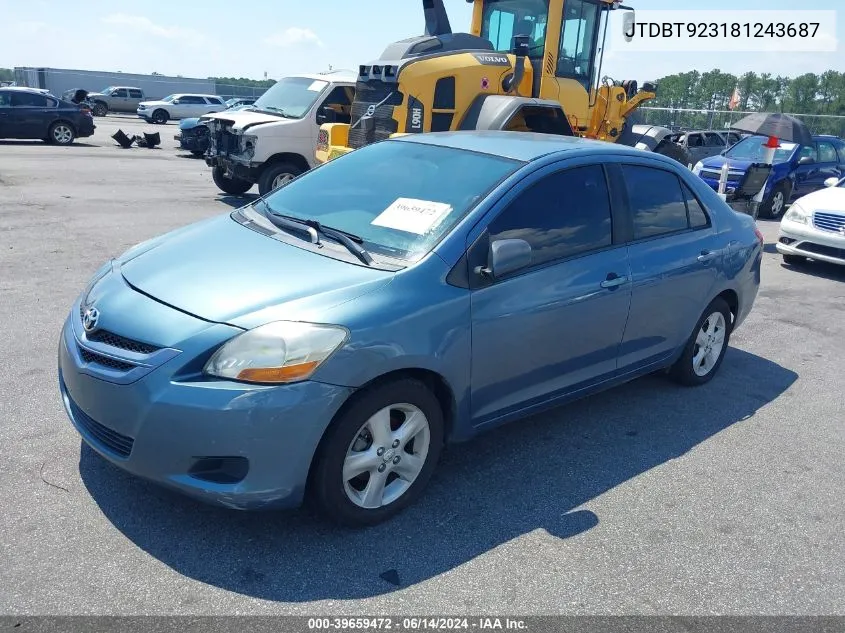 2008 Toyota Yaris VIN: JTDBT923181243687 Lot: 39659472