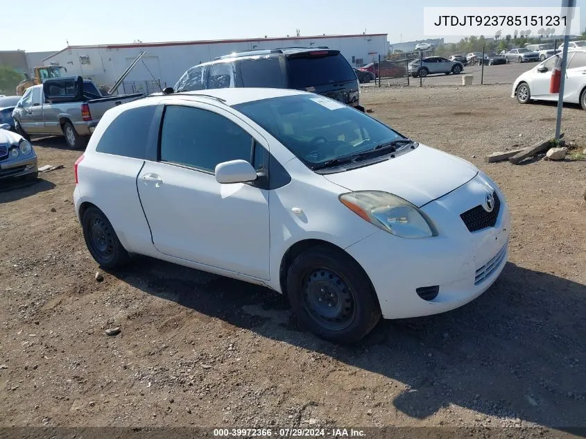 JTDJT923785151231 2008 Toyota Yaris