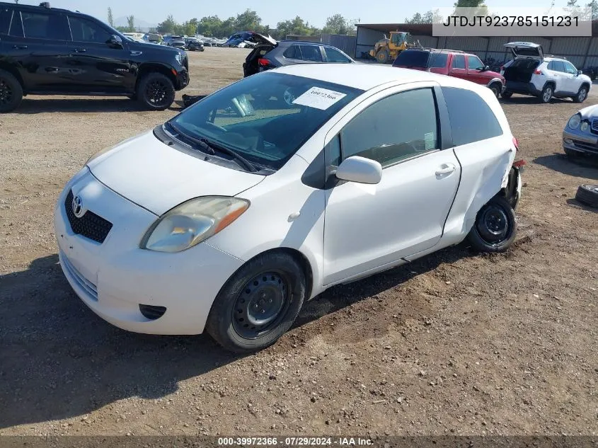 JTDJT923785151231 2008 Toyota Yaris