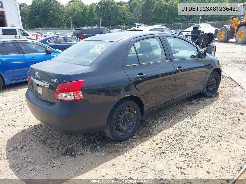 2008 Toyota Yaris VIN: JTDBT923X81236429 Lot: 40105410