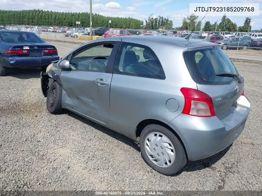 2008 Toyota Yaris VIN: JTDJT923185209768 Lot: 40160075