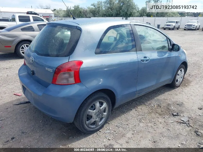 JTDJT923085193742 2008 Toyota Yaris