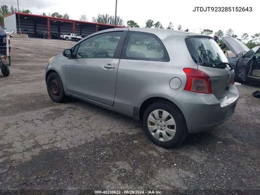 JTDJT923285152643 2008 Toyota Yaris