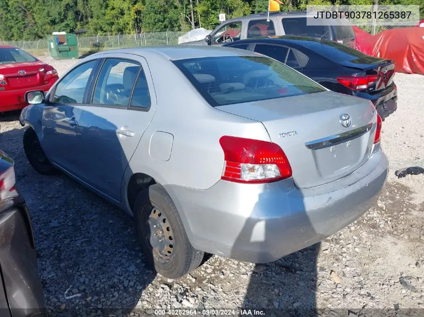 2008 Toyota Yaris VIN: JTDBT903781265387 Lot: 40252964