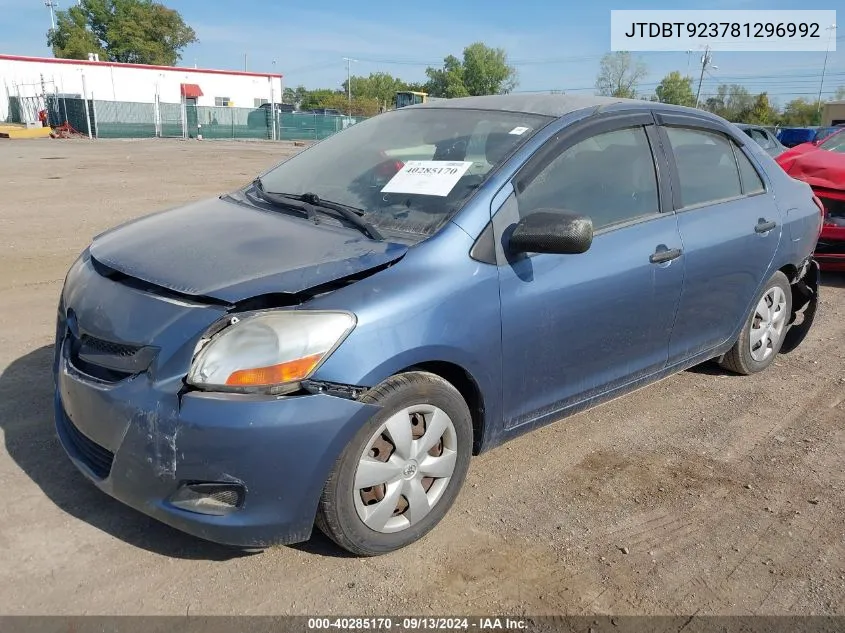 2008 Toyota Yaris VIN: JTDBT923781296992 Lot: 40285170