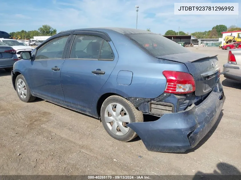 2008 Toyota Yaris VIN: JTDBT923781296992 Lot: 40285170