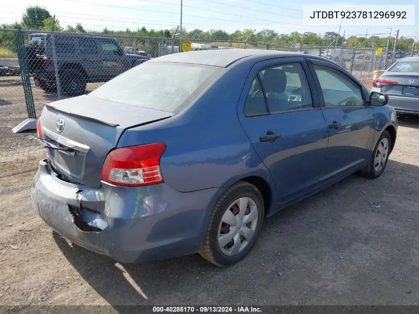 2008 Toyota Yaris VIN: JTDBT923781296992 Lot: 40285170