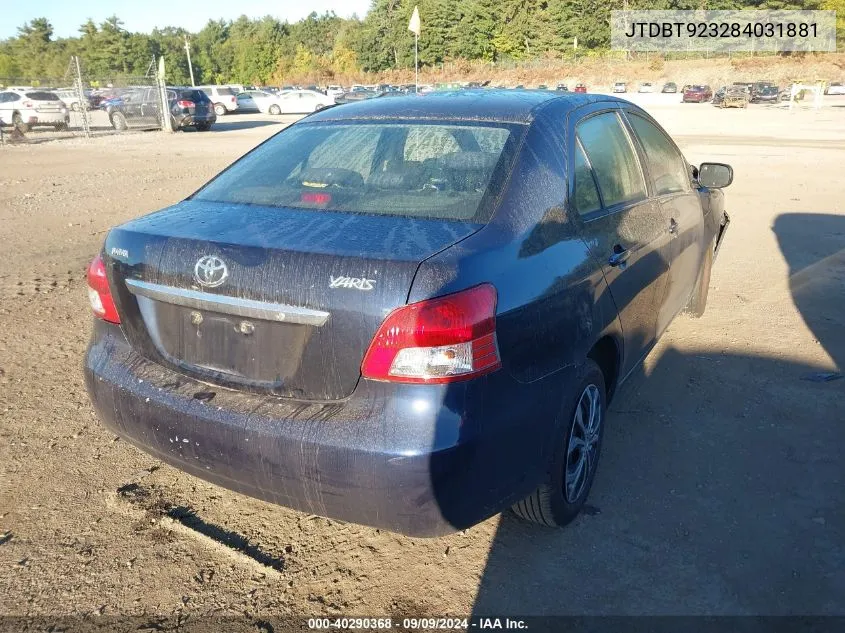 2008 Toyota Yaris VIN: JTDBT923284031881 Lot: 40290368