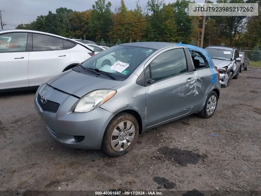 2008 Toyota Yaris VIN: JTDJT923985217262 Lot: 40351687