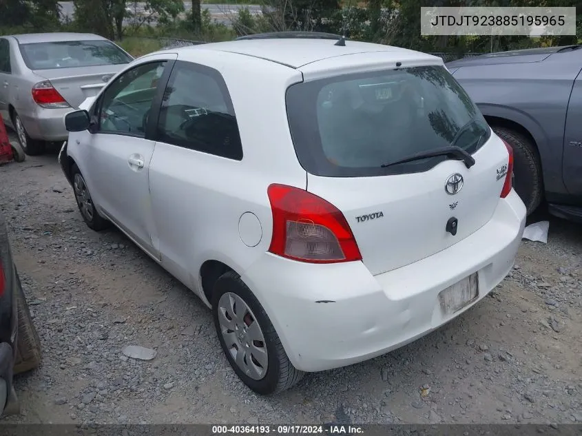 2008 Toyota Yaris VIN: JTDJT923885195965 Lot: 40364193