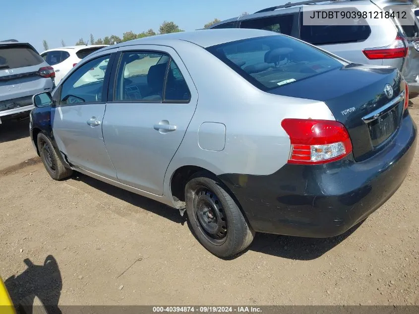 2008 Toyota Yaris VIN: JTDBT903981218412 Lot: 40394874