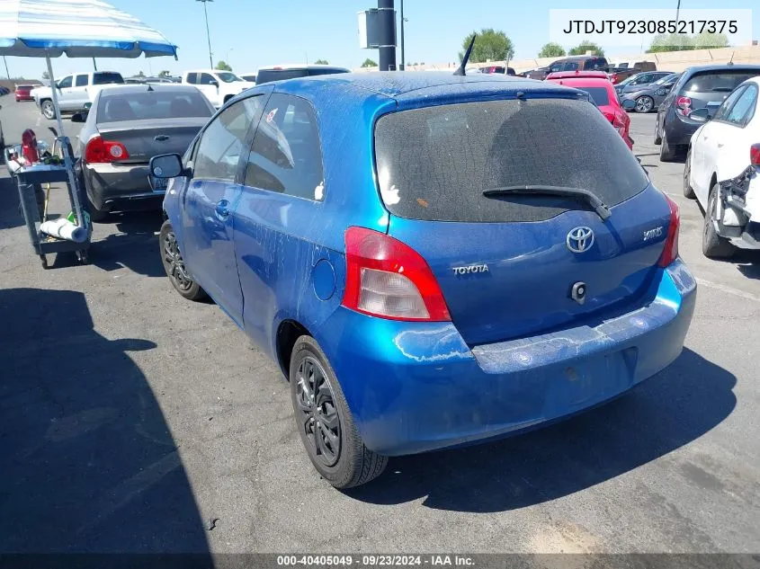 2008 Toyota Yaris VIN: JTDJT923085217375 Lot: 40405049