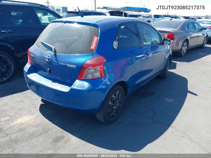 2008 Toyota Yaris VIN: JTDJT923085217375 Lot: 40405049