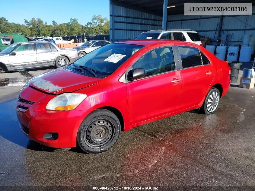 2008 Toyota Yaris S VIN: JTDBT923X84008106 Lot: 40420712