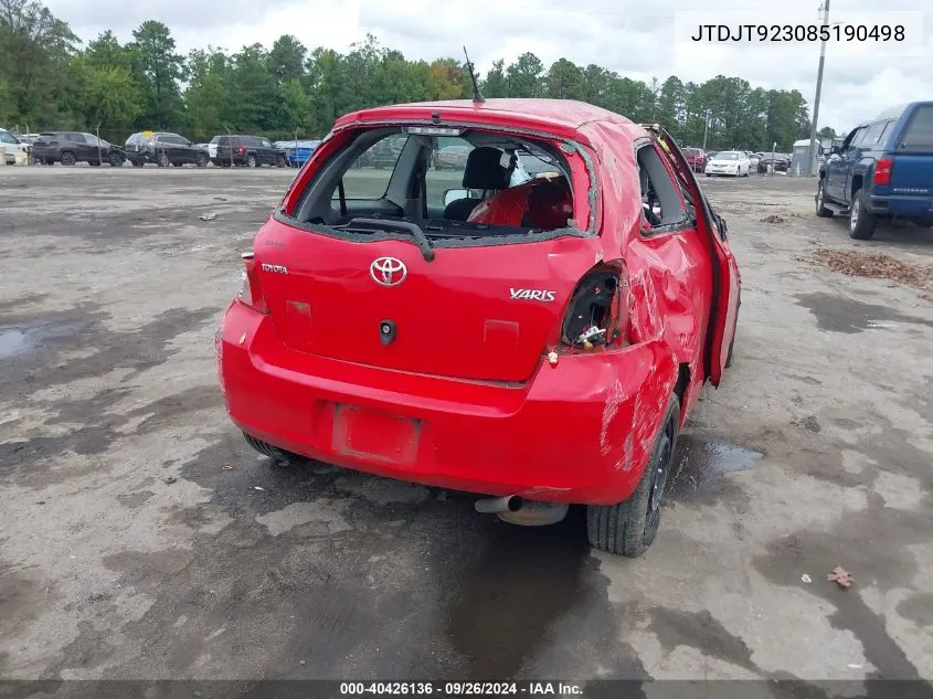 JTDJT923085190498 2008 Toyota Yaris