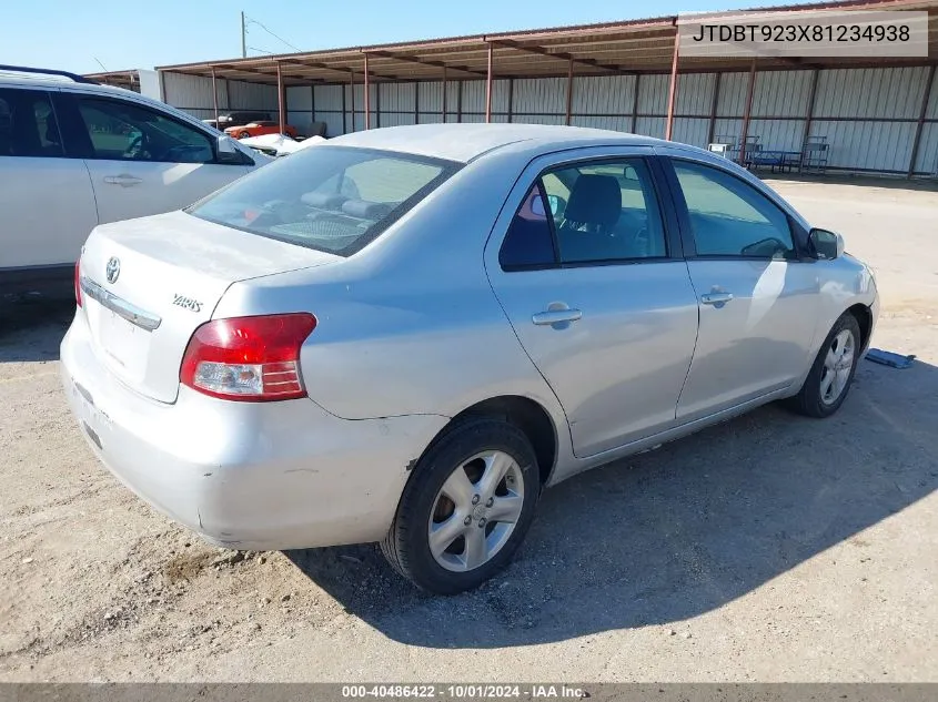 2008 Toyota Yaris VIN: JTDBT923X81234938 Lot: 40486422