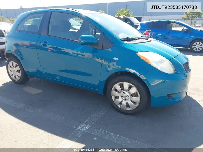 2008 Toyota Yaris VIN: JTDJT923585170733 Lot: 40494265