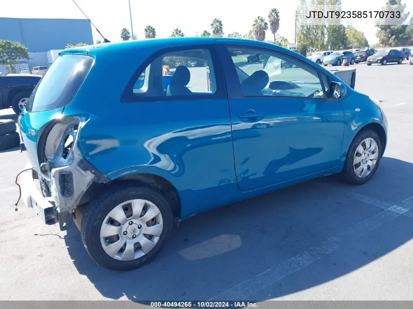 2008 Toyota Yaris VIN: JTDJT923585170733 Lot: 40494265