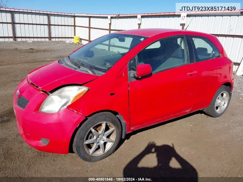 2008 Toyota Yaris VIN: JTDJT923X85171439 Lot: 40501848