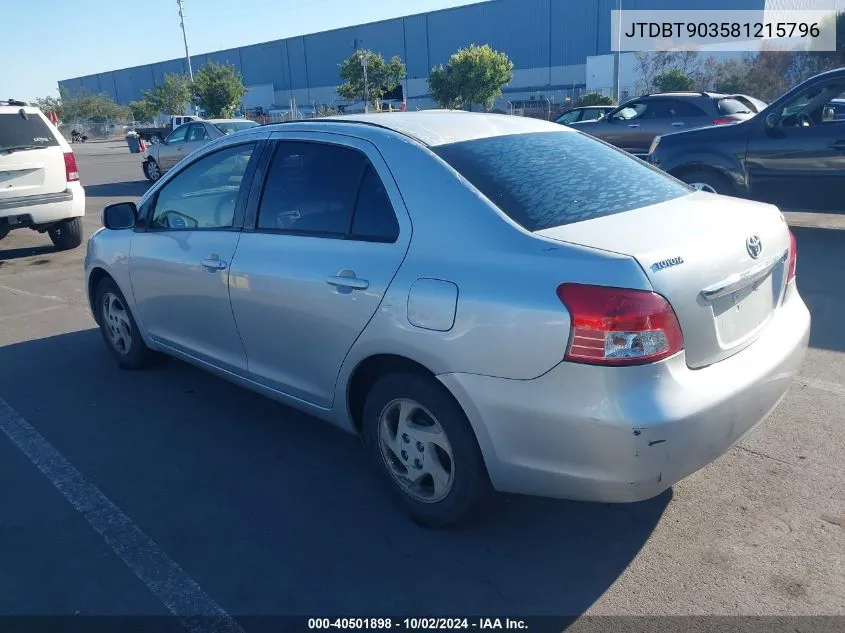 2008 Toyota Yaris VIN: JTDBT903581215796 Lot: 40501898