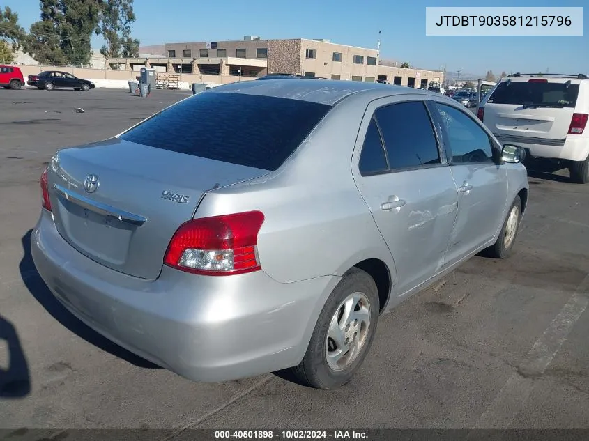 JTDBT903581215796 2008 Toyota Yaris