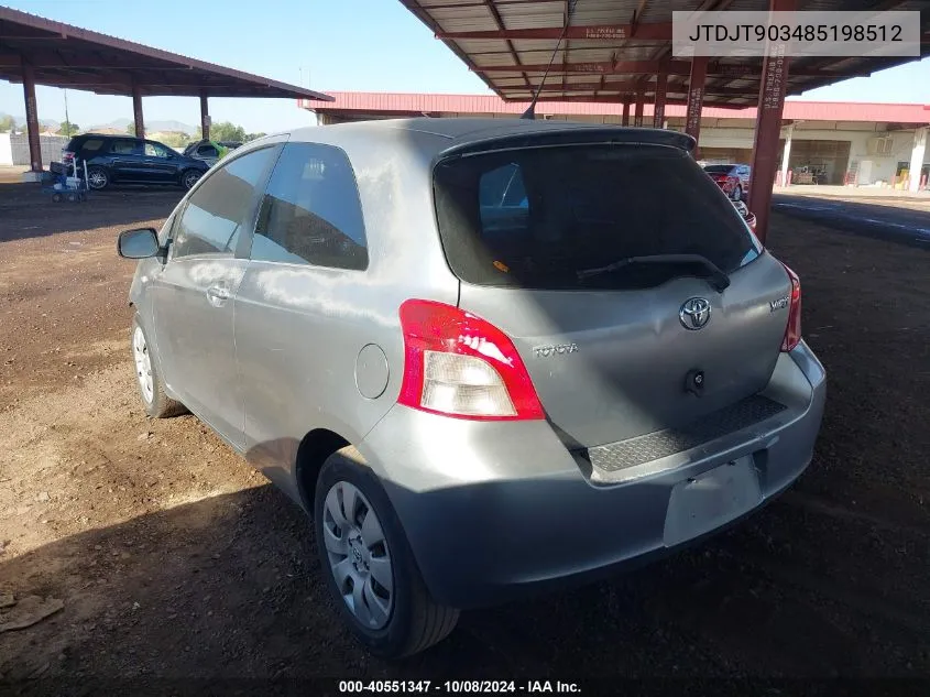 JTDJT903485198512 2008 Toyota Yaris