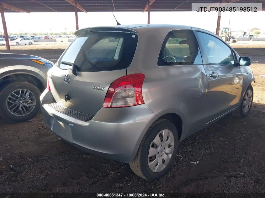 2008 Toyota Yaris VIN: JTDJT903485198512 Lot: 40551347