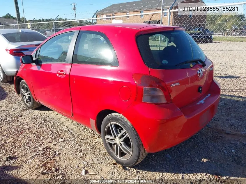 2008 Toyota Yaris VIN: JTDJT923585185281 Lot: 40564601