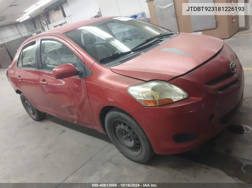 2008 Toyota Yaris VIN: JTDBT923181226193 Lot: 40613008