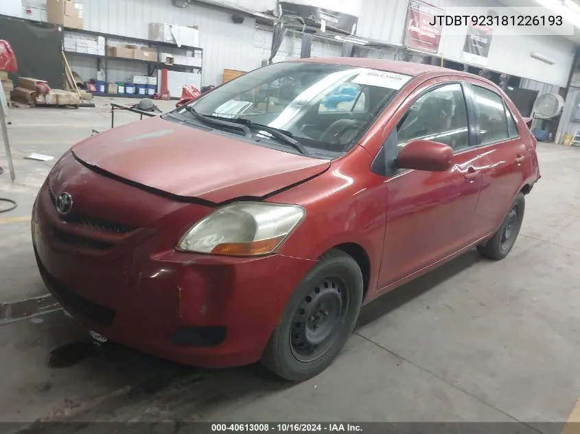 2008 Toyota Yaris VIN: JTDBT923181226193 Lot: 40613008