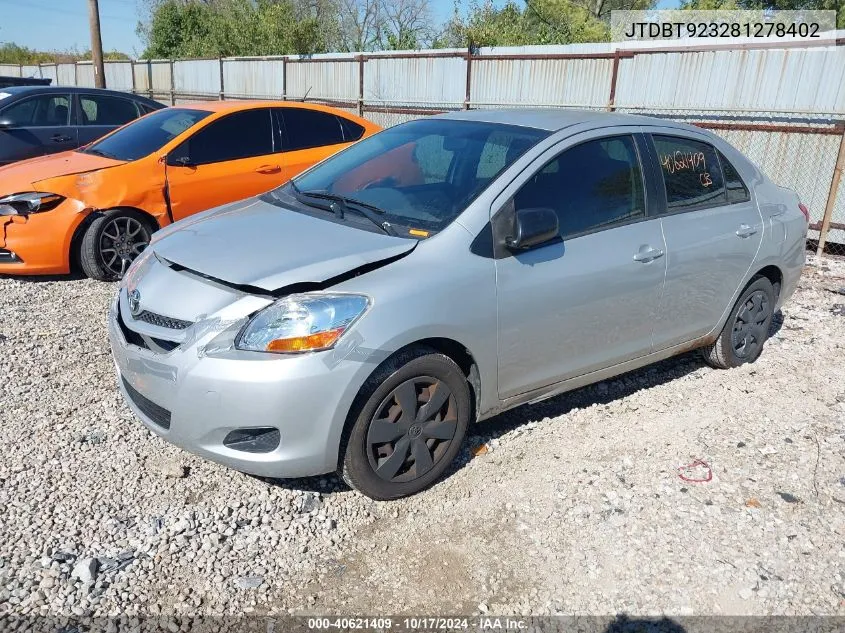 2008 Toyota Yaris VIN: JTDBT923281278402 Lot: 40621409