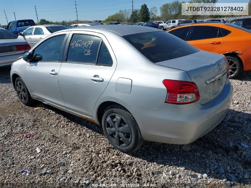 2008 Toyota Yaris VIN: JTDBT923281278402 Lot: 40621409