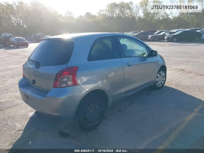 2008 Toyota Yaris VIN: JTDJT923785181068 Lot: 40625117