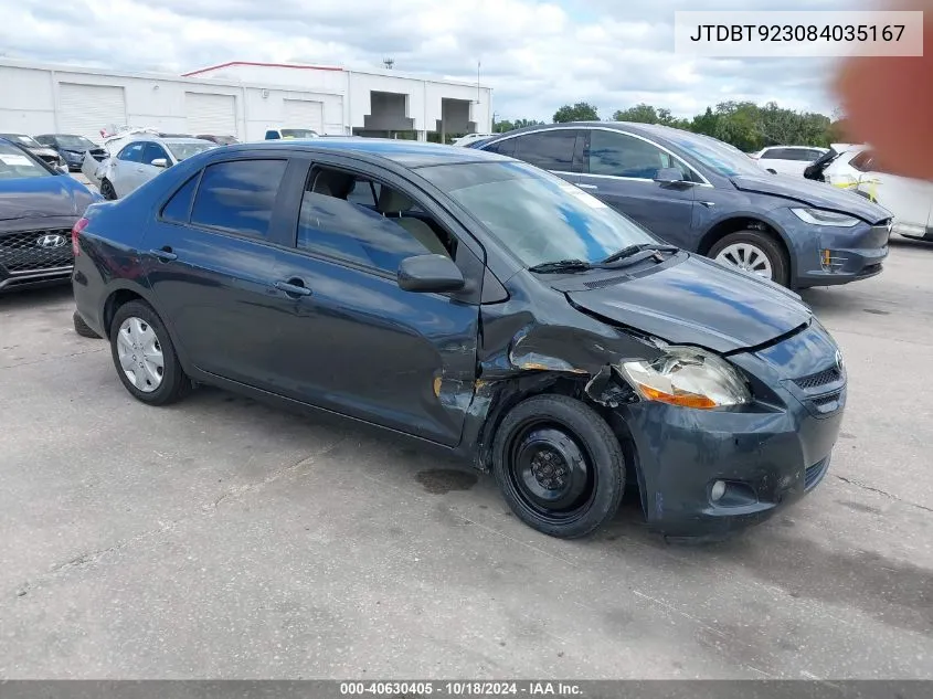 2008 Toyota Yaris VIN: JTDBT923084035167 Lot: 40630405