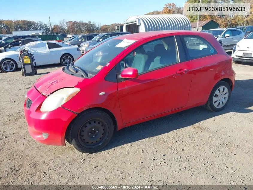 2008 Toyota Yaris VIN: JTDJT923X85196633 Lot: 40635569