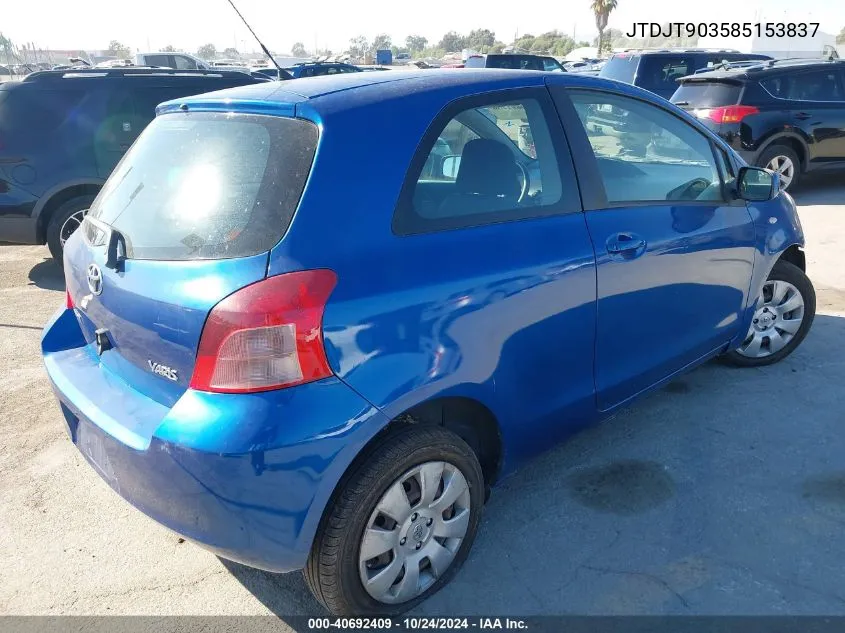 2008 Toyota Yaris VIN: JTDJT903585153837 Lot: 40692409