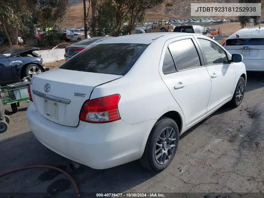 JTDBT923181252938 2008 Toyota Yaris