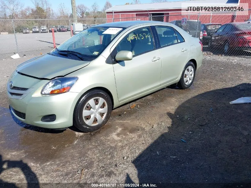 2008 Toyota Yaris VIN: JTDBT923581260346 Lot: 40765707