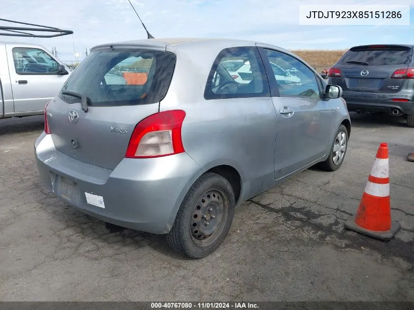 2008 Toyota Yaris VIN: JTDJT923X85151286 Lot: 40767080