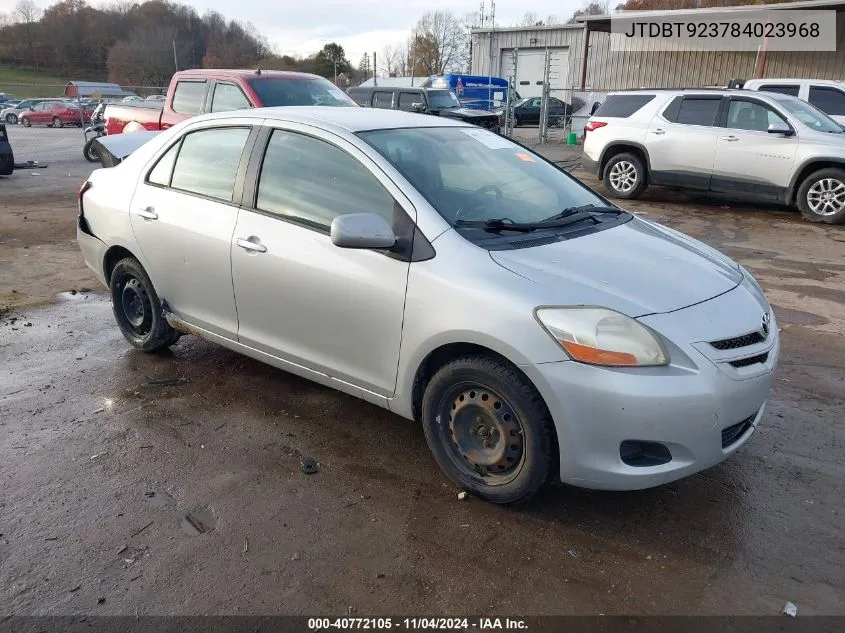 2008 Toyota Yaris VIN: JTDBT923784023968 Lot: 40772105