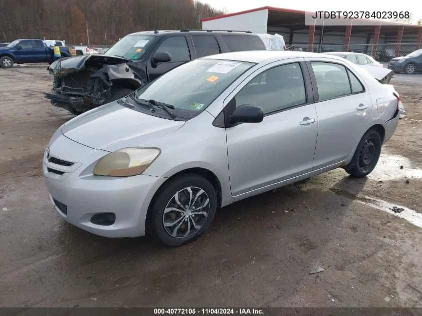 2008 Toyota Yaris VIN: JTDBT923784023968 Lot: 40772105